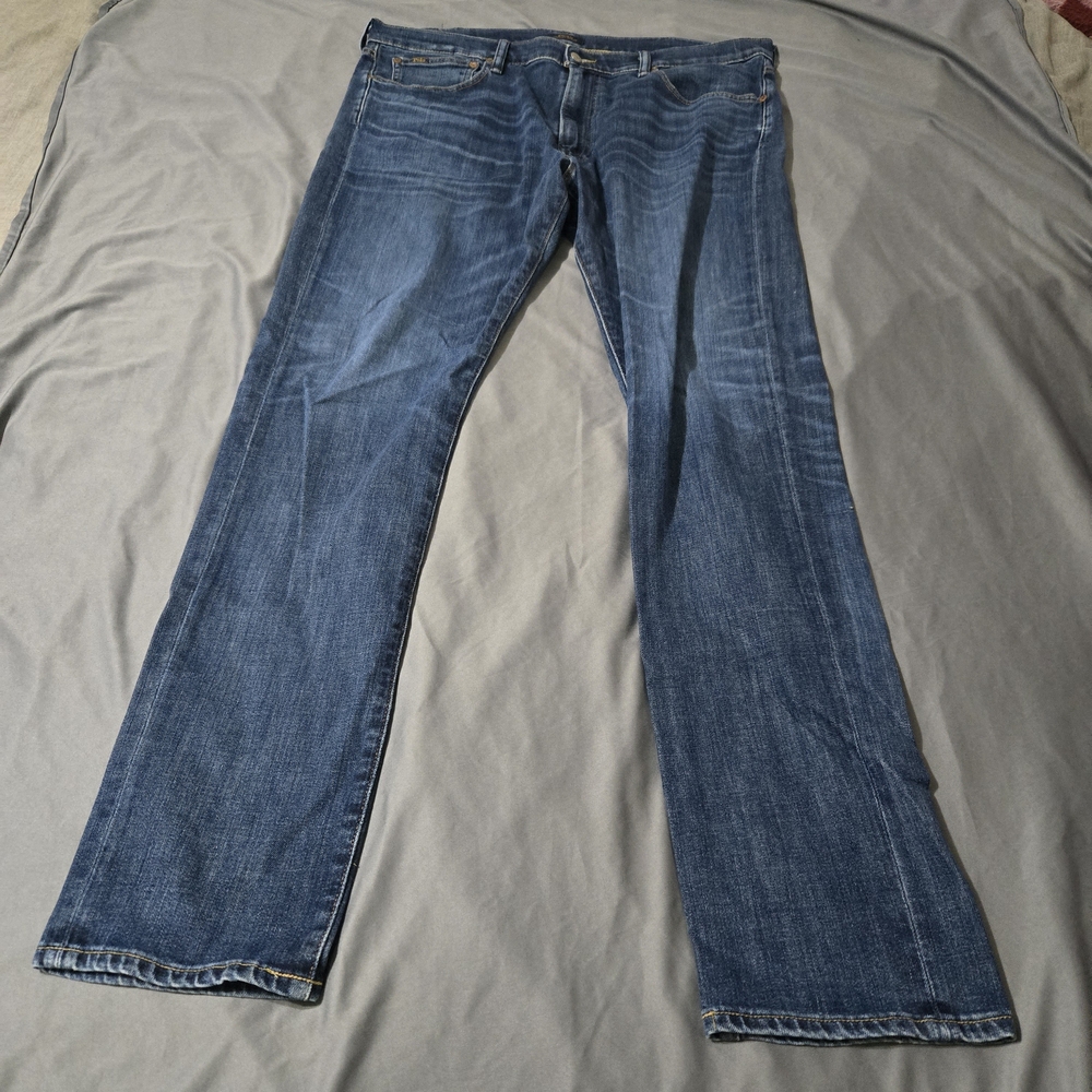 Polo Ralph Lauren Parkside Active Taper Stretch Jean Button Fly Denim Blue Jeans